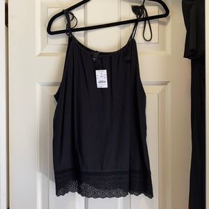 Black tank top with lace bottom